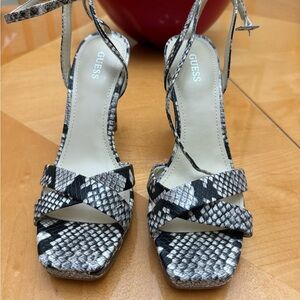 Guess Snakeskin Patterned Strappy Heels